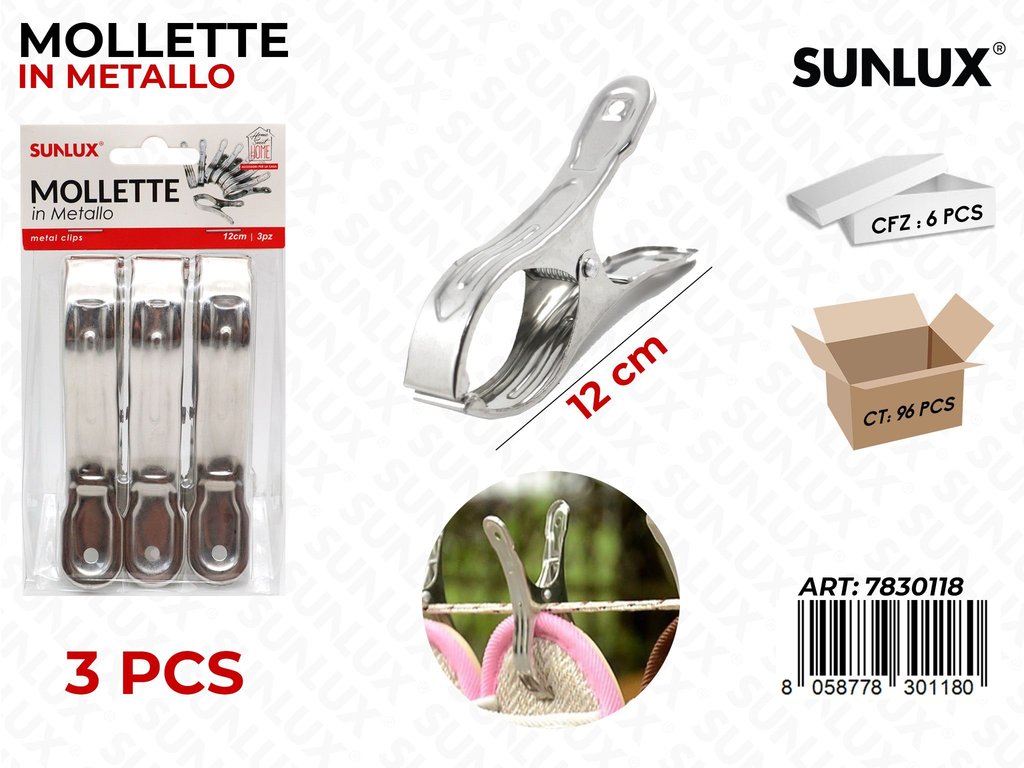 Mollette in Metallo 3PCS 12CM