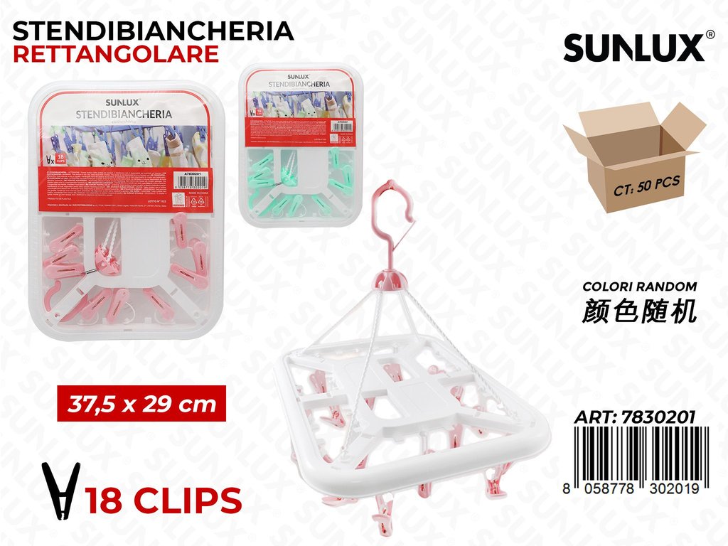 Stendibiancheria 18Clips Ass. 37.5*29Cm