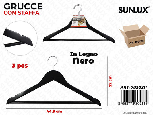 Grucce c/Staffa Nero 3PCS 44.5*22CM