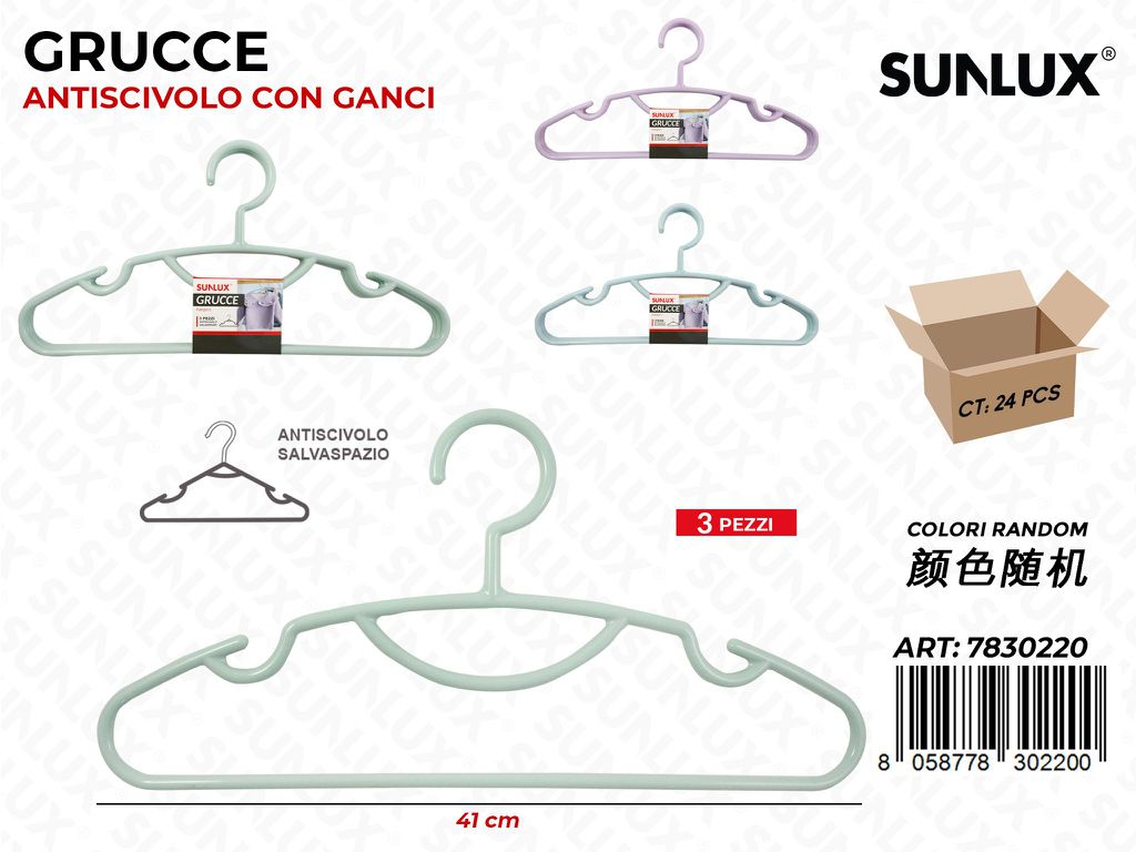 Sunlux Grucce Antiscivolo Ass. 3PCS 41CM
