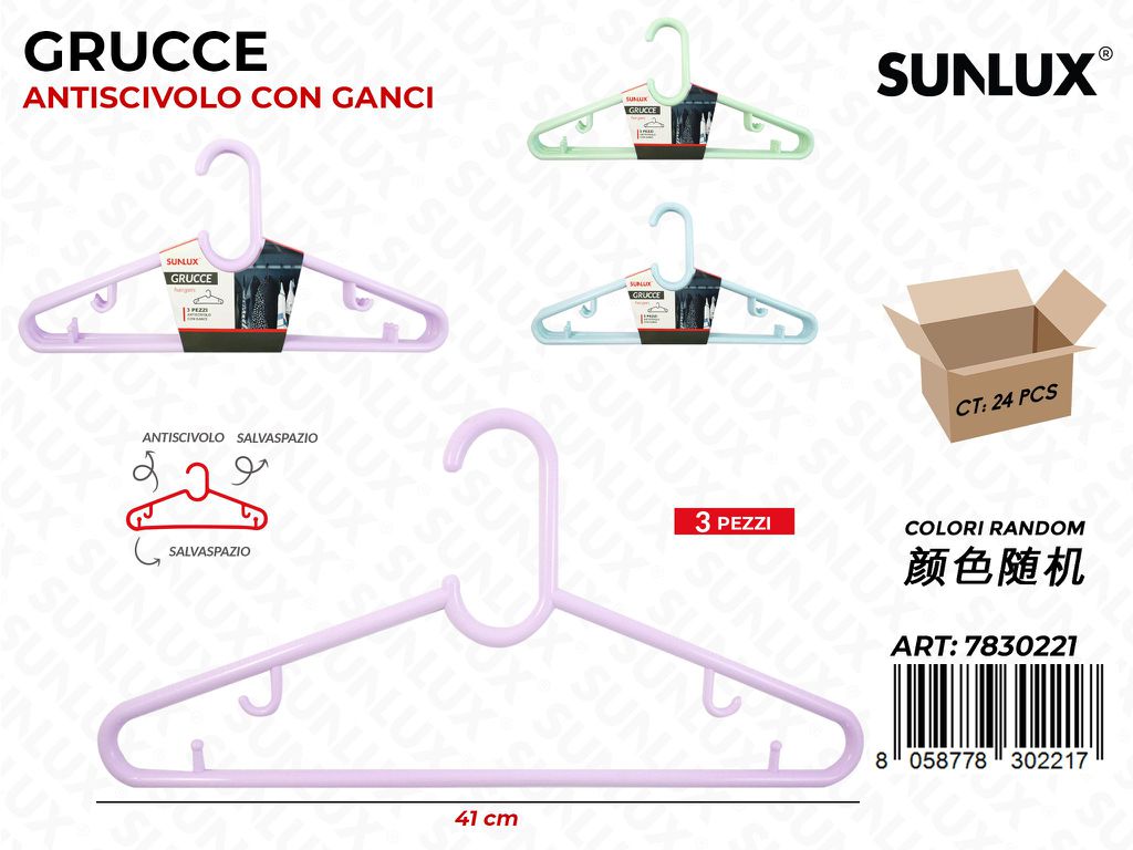 Sunlux Grucce Antiscivolo Ass. 3PCS 41CM