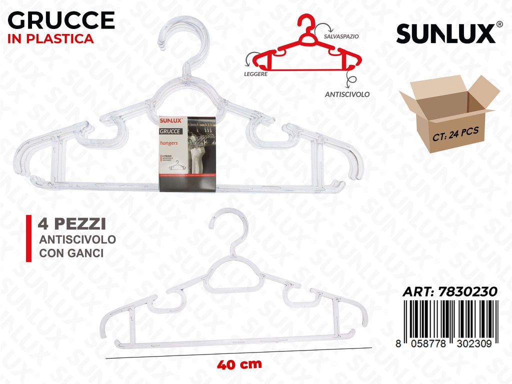Sunlux Grucce Antiscivolo Ass. 4PCS 40CM