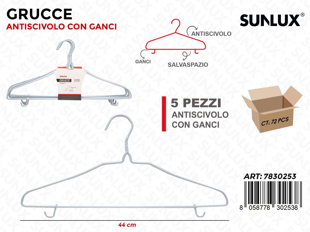 Sunlux Grucce Antiscivolo Ass. 5PCS 44CM