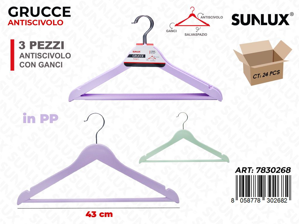Sunlux Grucce Antiscivolo Pp Ass. 3PCS 43CM