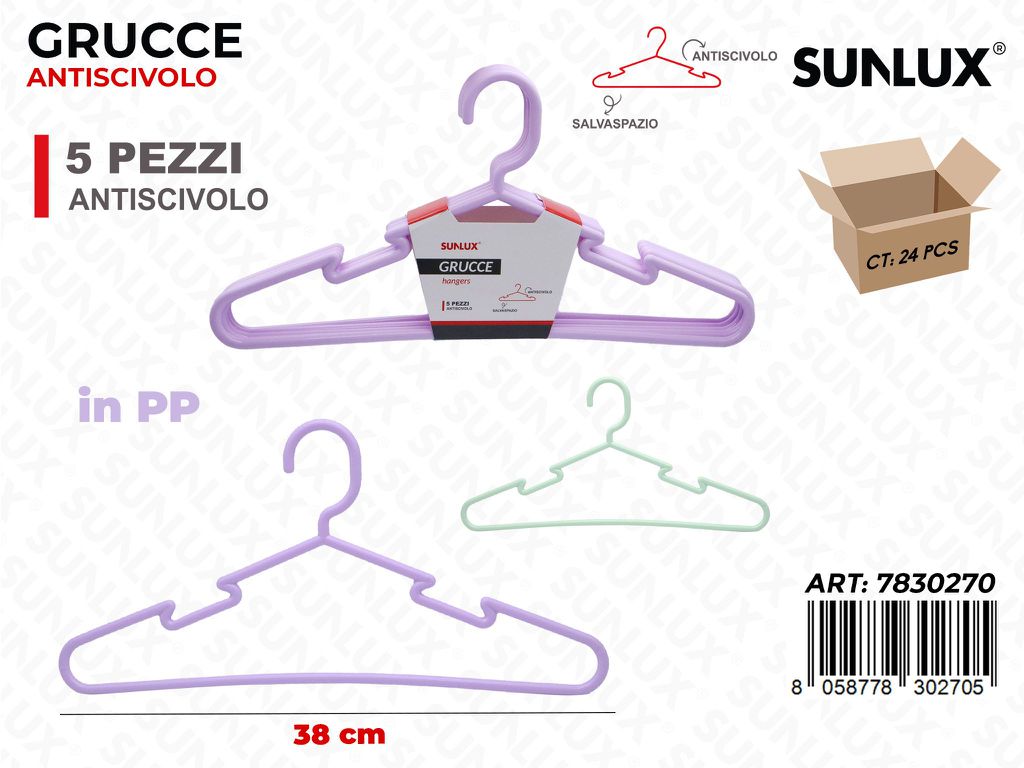 Sunlux Grucce Antiscivolo Pp Ass. 5PCS 38CM