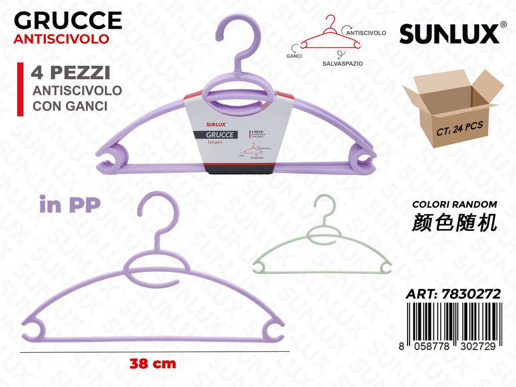 Sunlux Grucce Antiscivolo Pp Ass. 4PCS 38CM