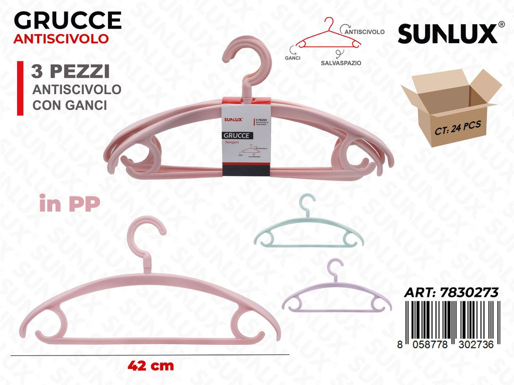 Sunlux Grucce Antiscivolo Pp Ass. 3PCS 42CM