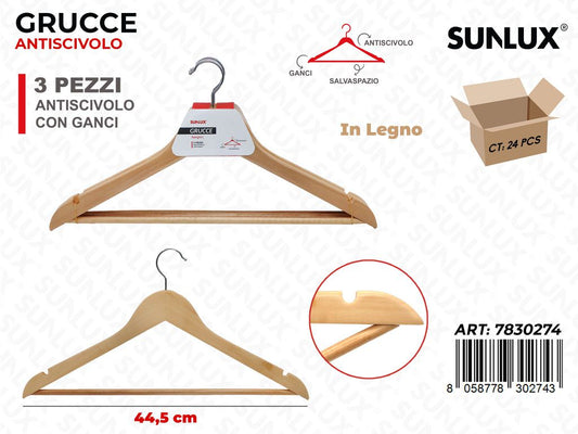 Sunlux Grucce Antiscivolo Legno 3PCS 44.5CM