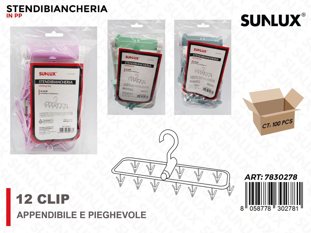 Sunlux Stendibiancheria in Pp 12CLIP Ass.