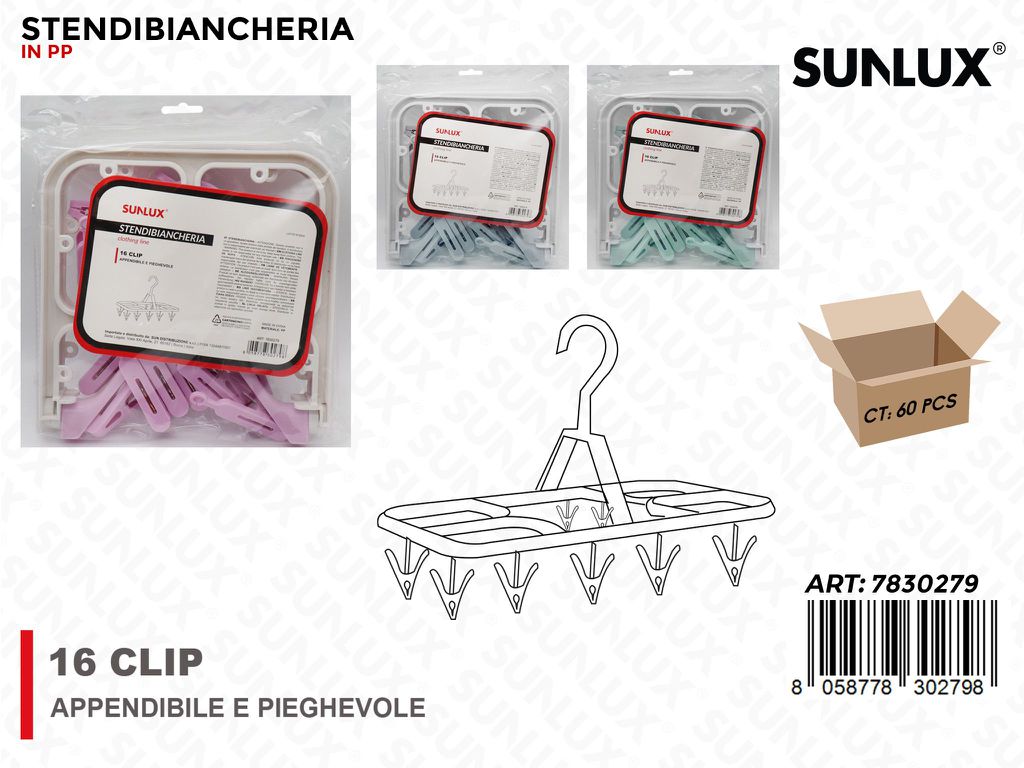 Sunlux Stendibiancheria In Pp 16Clip Ass.