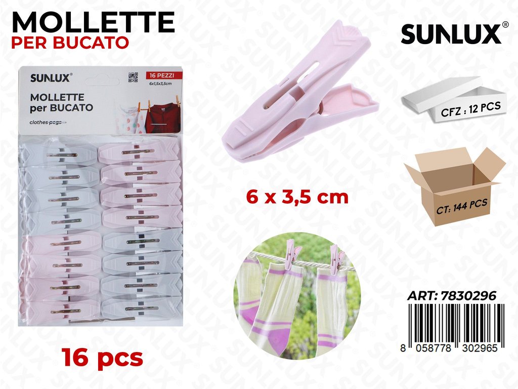 Sunlux Mollette Bucato Ass. 16PCS 6*3.5CM