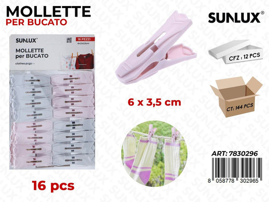 Sunlux Mollette Bucato Ass. 16PCS 6*3.5CM