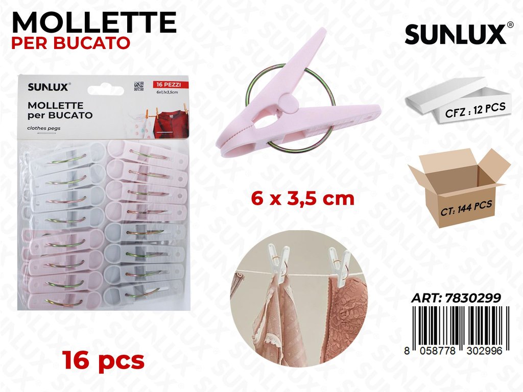 Sunlux Mollette Bucato Ass. 16PCS 6*3.5CM