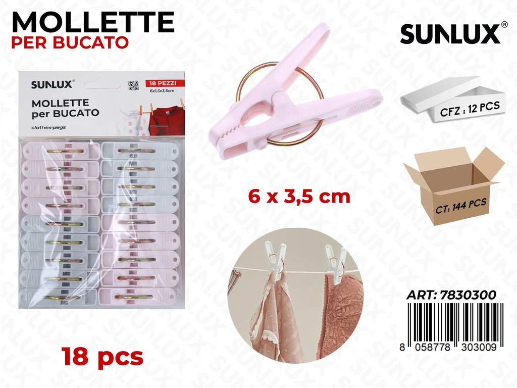 Sunlux Mollette Bucato Ass. 18PCS 6*3.5CM
