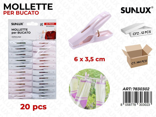 Sunlux Mollette Bucato Ass. 20PCS 6*3.5CM