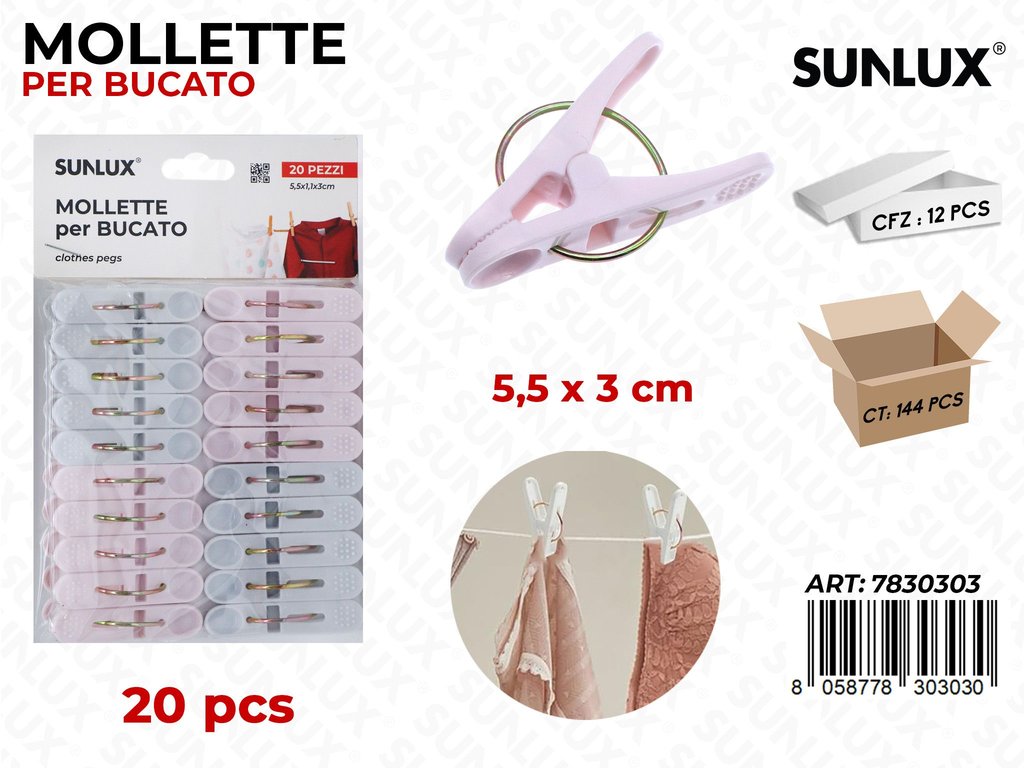 Sunlux Mollette Bucato Ass. 20PCS 5.5*3CM