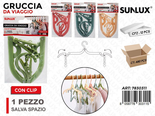 Sunlux Gruccia da Viaggio Ass. c/Clip
