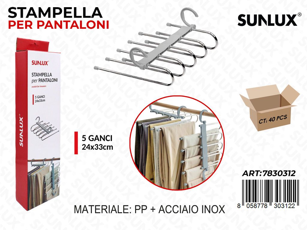 Sunlux Stampella per Pantaloni 5GANCI 24*33CM
