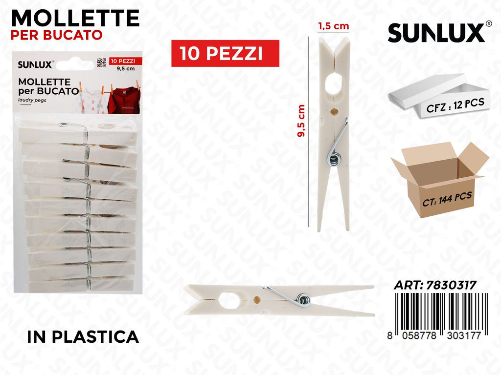 Sunlux Mollette Bucato Bia. 10PCS 1.5*9.5CM