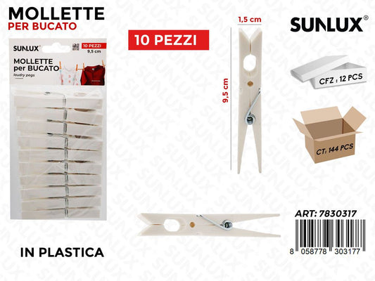 Sunlux Mollette Bucato Bia. 10PCS 1.5*9.5CM