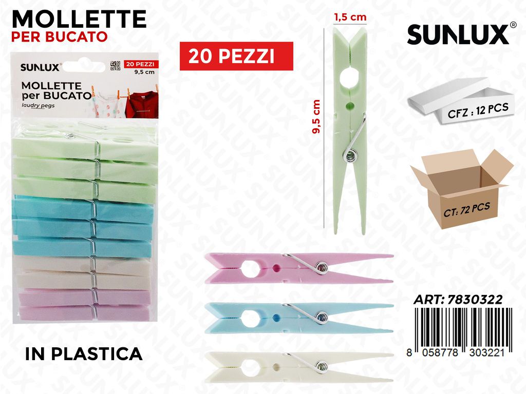 Sunlux Mollette Bucato Pastel 20PCS 1.5*9.5CM