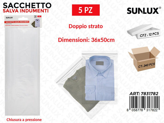 Sunlux Sacchetto Salva Indumenti 5PCS 36*50CM