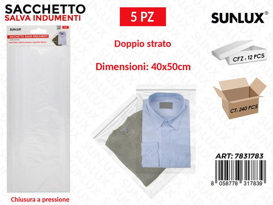 Sunlux Sacchetto Salva Indumenti 5PCS 40*50CM