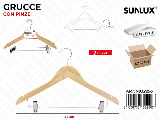 Sunlux Grucce in Legno c/ Pinze 44CM 2PCS