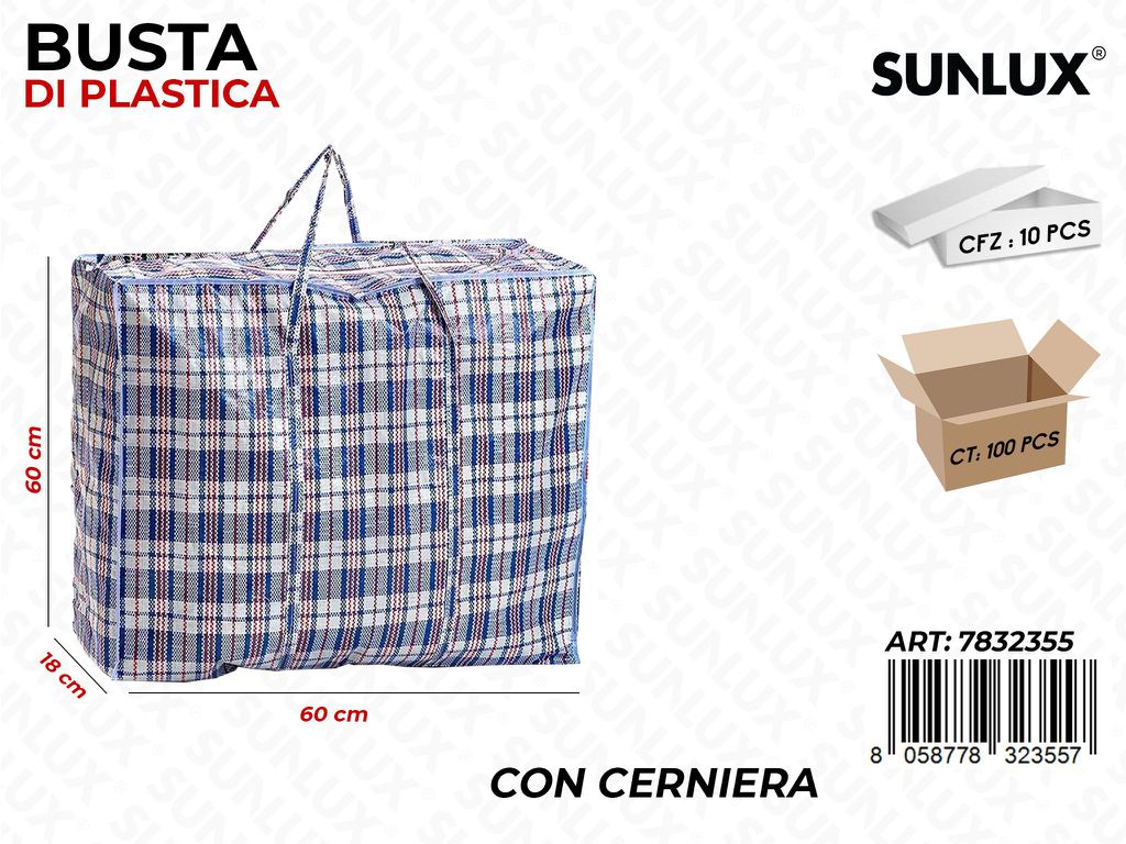 Busta di Plastica Blu c/ Cerniera 60*60*18CM