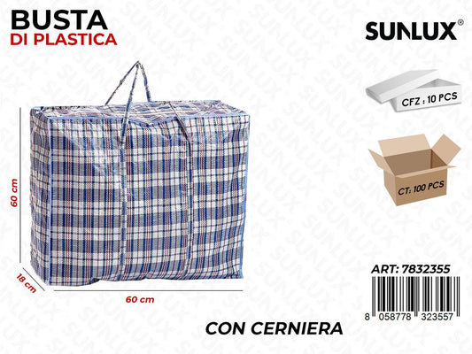 Busta di Plastica Blu c/ Cerniera 60*60*18CM