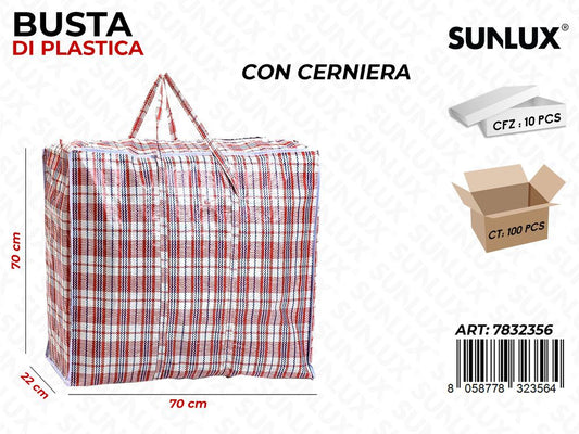 Busta Di Plastica Rossa C/ Cerniera 70*70*22Cm