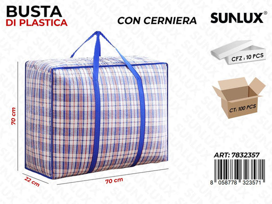 Busta di Plastica Blu c/ Cerniera 70*70*22CM