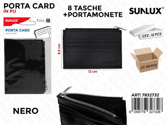 Sunlux Porta Card Nero Pu 8 Tasche 8.5*12CM