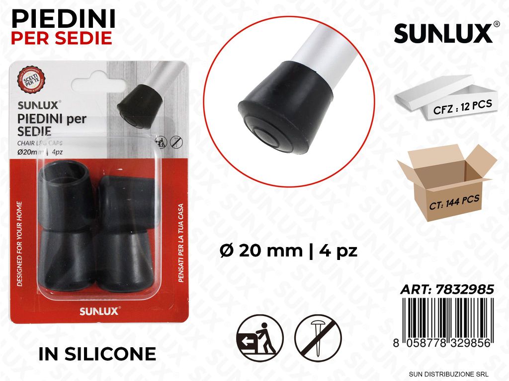 Piedini per Sedie Silicone Nero D.20MM 4PCS