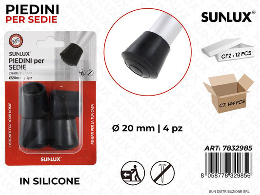 Piedini per Sedie Silicone Nero D.20MM 4PCS