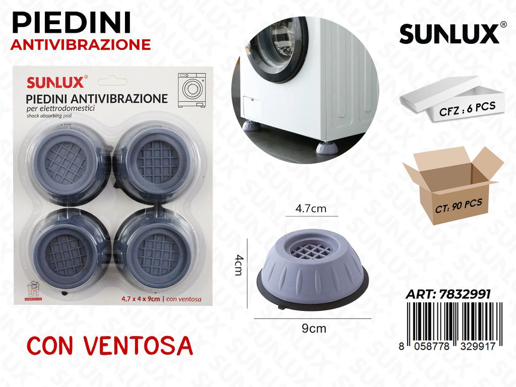 Piedini Antivibrazioni C Ventosa 4Pcs 9X4X4.7Cm
