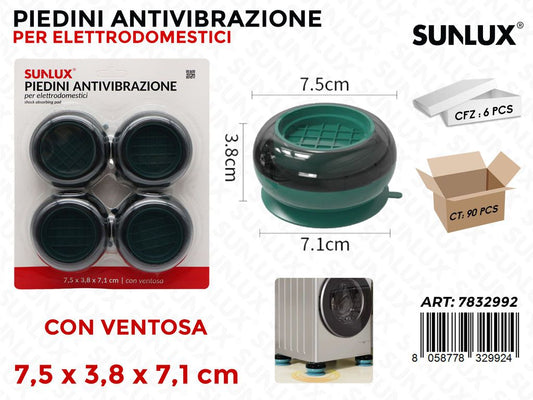 Sunlux Piedini Antivibr. c/Ventosa 4PCS 7.5*3.8*7.1CM
