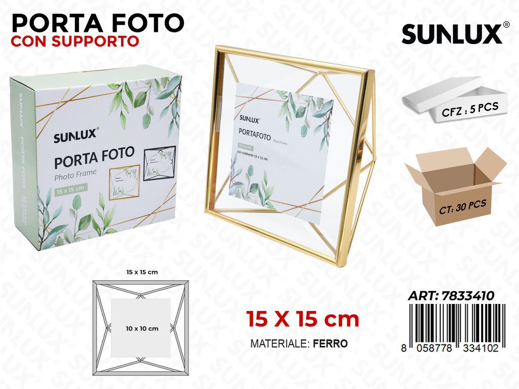 Sunlux Porta Foto Oro in Ferro 15*15CM