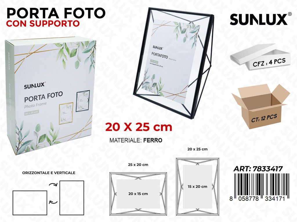 Sunlux Porta Foto Nero in Ferro 20*25CM