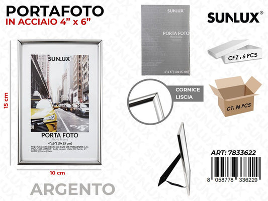 Portafoto in Acciaio Argento 10*15CM