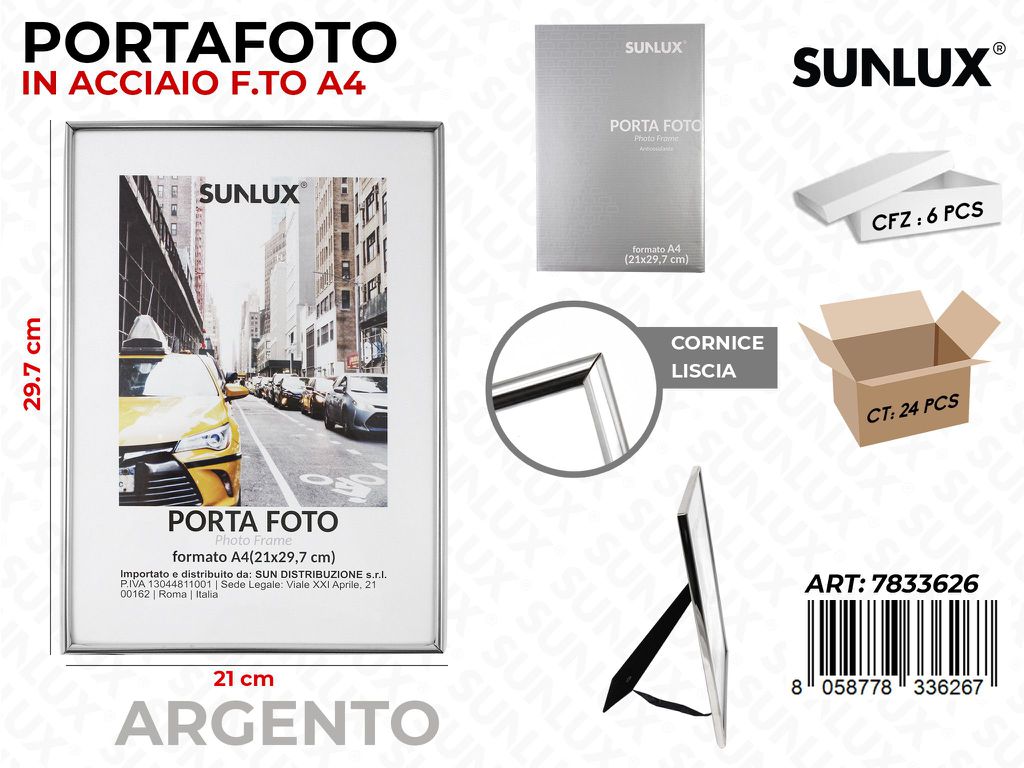 Portafoto in Acciaio Argento 21*29.7CM