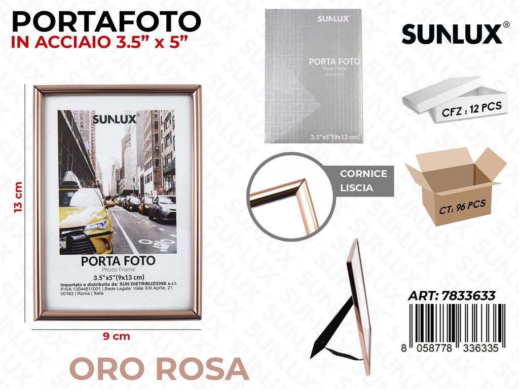 Portafoto in Acciaio Oro Rosa 9*13CM
