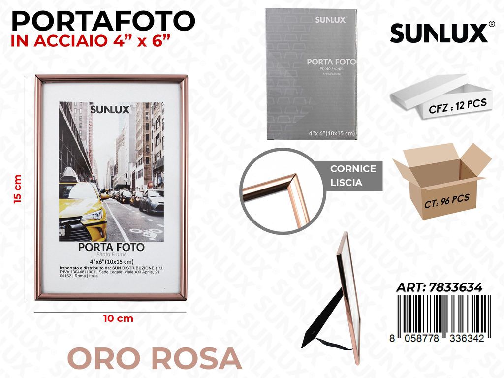 Portafoto in Acciaio Oro Rosa 10*15CM