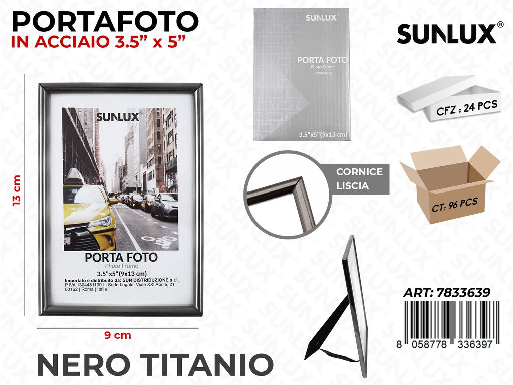 Portafoto in Acciaio Nero Titanio 9*13CM