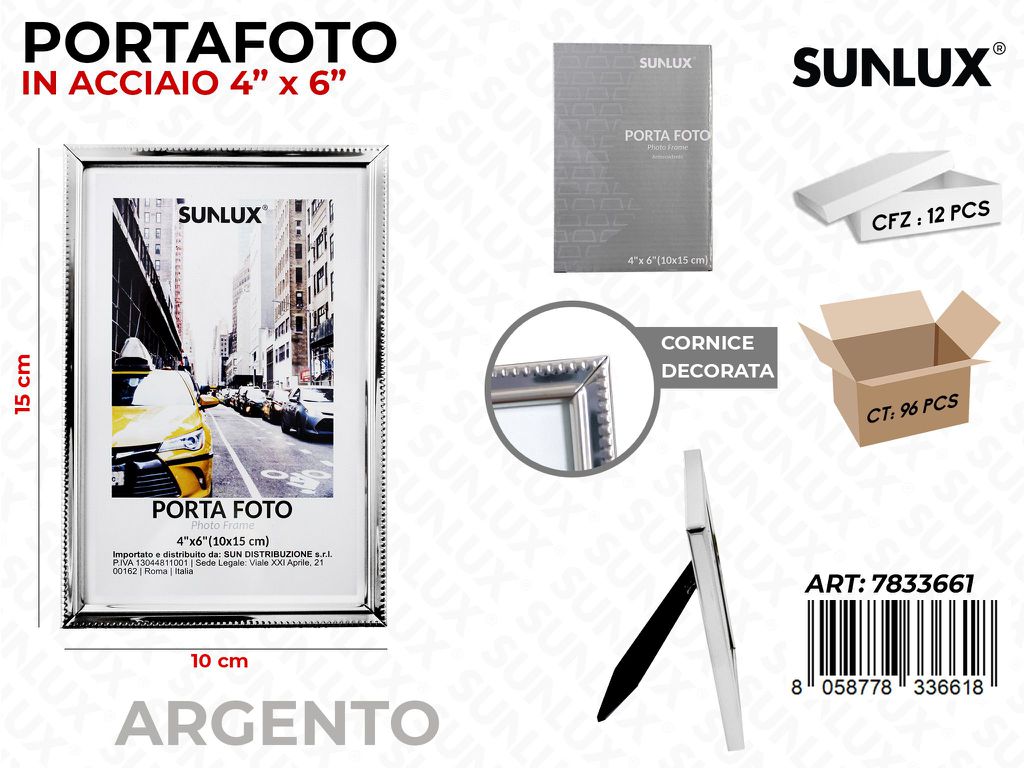 Portafoto in Acciaio Argento 10*15CM