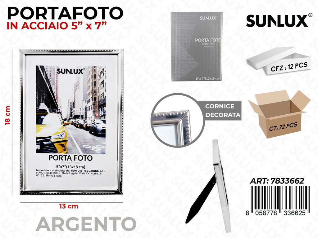 Portafoto in Acciaio Argento 13*18CM