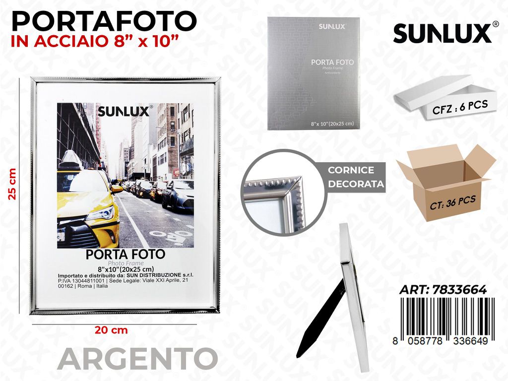 Portafoto in Acciaio Argento 20*25CM