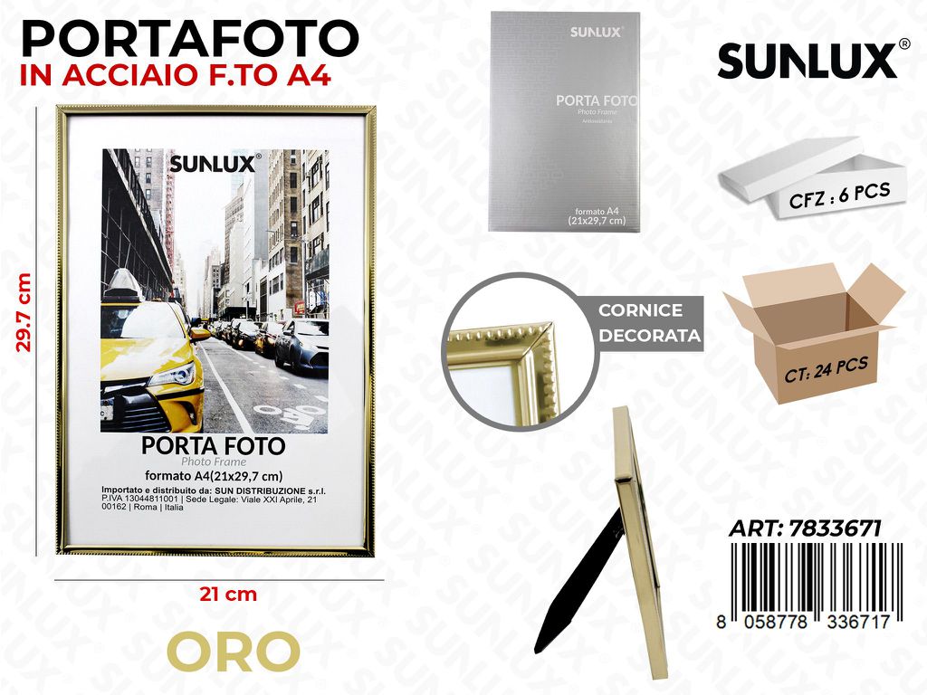 Portafoto in Acciaio Oro F.to A4