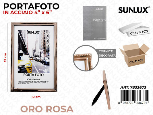 Portafoto in Acciaio Oro Rosa 10*15 Cm
