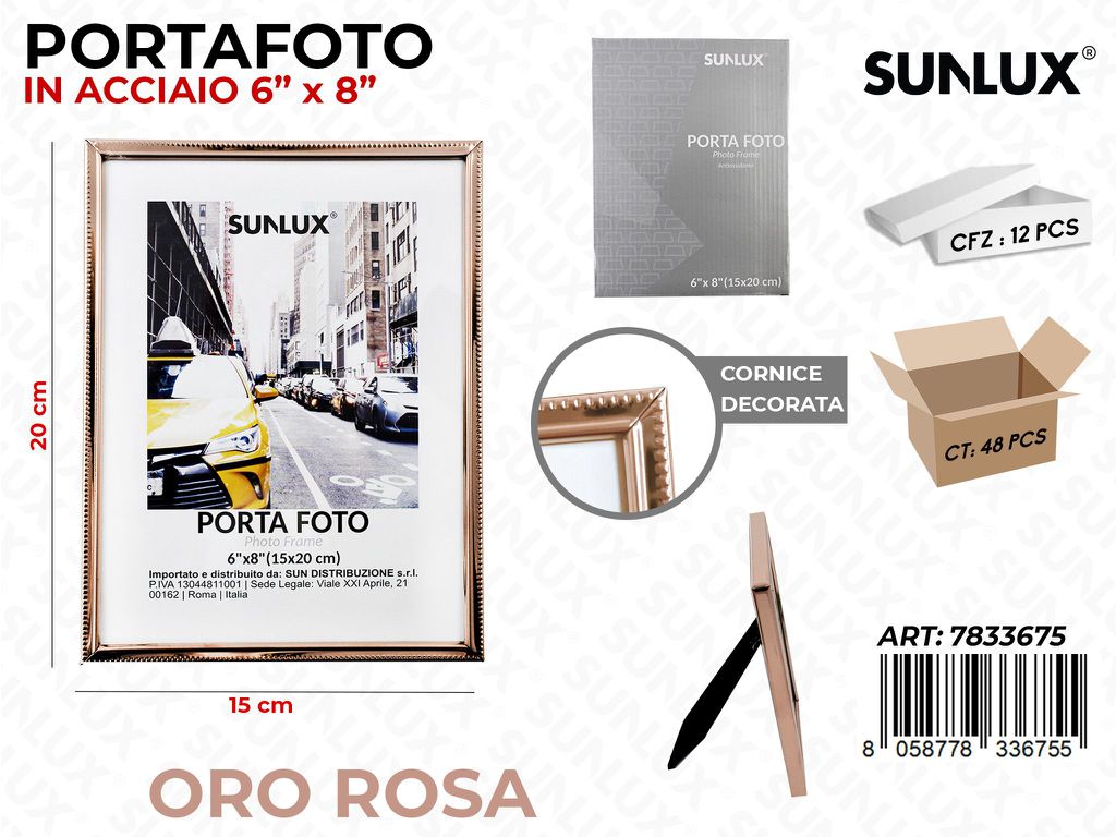 Portafoto in Acciaio Oro Rosa 15*20 Cm
